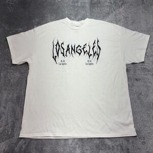 Popular Poison‎ T-Shirt Mens 2XL White Los Angeles Graphic Tee 100% Cotton